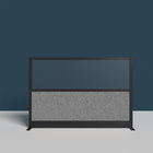 Luxor Modular Wall - 70" W x 48" H - Wide Black Frame, Frosted Acrylic, Cool Grey PET-Integrates with the Room Divider System for scalable layouts