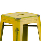 Flash Furniture Commercial Grade 30" High Backless Distressed Metal Indoor-Outdoor Barstool - Yellow-Distressed Yellow Powder Coated Frame Finish