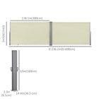 Outsunny Double Retractable Side Awning - Cream White-Adjustable in angle and length
