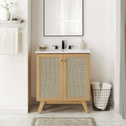 Modway Soma 30" Bathroom Vanity Cabinet - Oak-Metal Doorknobs