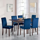 Modway Prosper 7-Piece Upholstered Velvet Dining Set - Cappuccino Navy-Sleek Mid-Century Style
