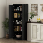 HOMCOM 63" H Pantry Cabinet with Adjustable Shelves - Black-Adjustable shelves allow you to store larger items, without worry if they will fit 