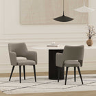 Manhattan Comfort Tremont 22.8" Modern Leatherette Upholstered Dining Arm Chair - Taupe - Set of 2-Fully Welded Sleek Black Steel Frame and Legs For Fashion and Durability