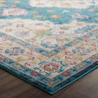 Modway Success Anisah Distressed Floral Vintage Medallion Area Rug - 4 ft W x 6 ft L - Blue Ivory Yellow Orange-Protect Floors From Foot Traffic / Furniture