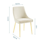 Modway Viscount Performance Velvet Dining Chairs - Gold/Ivory - 2 Pack-Performance Velvet Upholstery