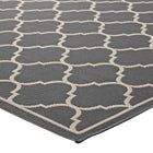 Modway Avena Moroccan Quatrefoil Trellis Indoor/Outdoor Area Rug - 8 ft W x 10 ft L - Grey/Beige-Stain Resistant / Easy To Clean