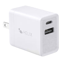 Helix 20W USB-A & USB-C Wall Charger - White-20 Watt