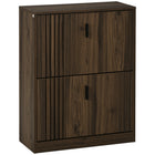 HOMCOM Shoe Cabinet with 2 Flip Drawers & Adjustable Shelves for 12 Pairs - Walnut-Great for small entryways or narrow spaces