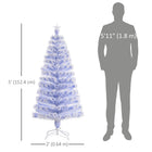 HOMCOM 5' Pre-Lit Artificial Christmas Tree with LED and Optical Fiber - White-Multi-colour fiber optic sprigs nicely complement the LED star lights 