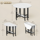 HOMCOM Rolling Drop Leaf Folding Dining Table with Open Storage Shelf for 4-6 - White Marble-Compact structure suits small homes and versatile living spaces 
