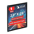 Azar Window-Hanging Vertical/Horizontal Side Loading Plastic Poster Holder - Clear-Sold in Packs of 1