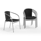 Flash Furniture Rattan Indoor-Outdoor Restaurant Stack Chair, Black, 4 Pack (4-TLH-020-BK-GG)-Set of 4 Stackable Cafe Chairs