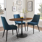 Modway Lippa 48" Oval Wood Dining Table - Black Walnut-Chip-Resistant Metal Pedestal Base