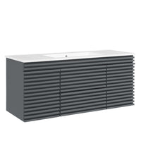 Modway Render 48" Wall-Mount Bathroom Vanity - Grey/White-Mid-Century Modern Vanity