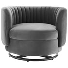 Modway Embrace Tufted Performance Velvet Swivel Chair - Black Grey-Dense Foam Padding