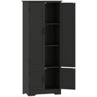 HOMCOM 60" H Kitchen Pantry Cabinet with Shelves - Black-Adjustable and removable shelf in an upper storage cabinet for more flexible storage 