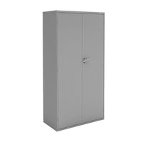Staples 72" Locking Steel Storage Cabinet, Grey-3-point locking system offers added security