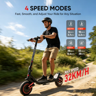 Gyrocopters Flash 6.0 MAX Electric Scooter for Adults & Teen - Speed 32 kmph - Range 40 km - Peak Motor 500W - 9" Tire - APP - Black-Precision 4-Speed Control