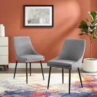 Modway Viscount Upholstered Fabric Dining Chairs - Black/Light Grey - 2 Pack-Minimalist Design