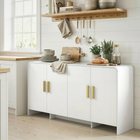 HOMCOM 60" Modern Sideboard Buffet Cabinet for TVs up to 72 Inch with Soft Close Doors - White Wood Grain-60" wide top accommodates decor or entertainment essentials 