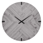 Monarch Specialties 9038 30" Round Oversized Wall Clock - Grey-This 30" round wall clock in a chic wood-look grey finish adds a striking modern touch to any room, making it the perfect statement piece for stylish home or office decors