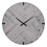 Monarch Specialties 9038 30" Round Oversized Wall Clock - Grey-This 30" round wall clock in a chic wood-look grey finish adds a striking modern touch to any room, making it the perfect statement piece for stylish home or office decors