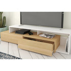 Nexera Tonik 72" TV Stand With 2 Drawers - Natural Maple/White-Fits TV screen up to 80-inch
