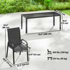 Outsunny 9 Pieces Patio Dining Set Patio Table and Stackable Chairs - Black-Φ1.7" centre table hole for a parasol umbrella. Keep safely shaded