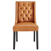 Modway Baronet Button Tufted Vegan Leather Dining Chair - Tan-Elegant Modern Dining Side Chair