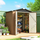 Outsunny Outdoor Metal Garden Shed - 6.5' x 4' - Brown-Galvanized steel frame and coated panels provide solid, all-weather protection
