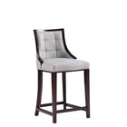 Manhattan Comfort Fifth Avenue 19" Traditional Faux Leather Upholstered Counter Stool - Light Grey - 2 Pack-Refined Rectangular Design Stitching