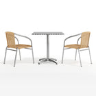 Flash Furniture 27.5'' Square Aluminum Indoor-Outdoor Table with 2 Beige Rattan Chairs (TLH-ALUM-28SQ-020BGECHR2-GG)-ANSI BIFMA Certified