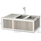 PawHut Wooden Tortoise Habitat with Openable Top, Run Cage and Two Rooms - Grey-Lockable wire safety covers with latches, easy to open and close 