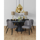 Manhattan Comfort Estelle 20.08" Modern Faux Leather Upholstered Dining Chair - Pebble and Black-Frame Made of Solid Wood with Splayed Legs