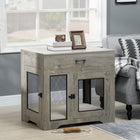PawHut 31.5" L Dog Kennel End Table with Cushion and Storage - Grey-Strong load-bearing on top for heavy-duty structural support 