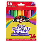 Cra-Z-Art Washable Broadline Markers - Assorted Colours - Set of 16-Cra-Z-Art Super Washable Markers will wash easily from skin and most children's fabric with soap and water