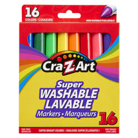 Cra-Z-Art Washable Broadline Markers - Assorted Colours - Set of 16-Cra-Z-Art Super Washable Markers will wash easily from skin and most children's fabric with soap and water
