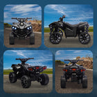 Qaba 6V Battery Powered Kids ATV 4 Wheeler with Music and LED Headlights - Black-Ergonomically designed for kids 3-8, providing comfort and confidence 