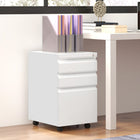 Vinsetto Steel Letter/A4/Legal Filing Cabinet with Hanging Bar - White-Adjustable rail in large drawer for A4, legal, and letter-sized files
