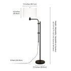 Hudson&Canal Polly Height-Adjustable Floor Lamp with Fabric Shade - Blackened Bronze/White-Product Dimensions: 15" L x 24" W x 71" H