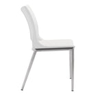Zuo Ace Dining Chair - White/Silver - Set of 2-Dimensions: 22.2" L x 21.3" W x 35.0" H