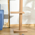 PawHut 100" Floor-To-Ceiling Cat Tree with 3 Perches - Light Brown-Material: E1 Grade Particle Board and Plush 