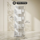 HOMCOM 4 Tier Rotating Bookshelf Tower - White Wood Grain-Melamine particleboard is scratch-resistant for easy cleaning