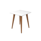 Manhattan Comfort Utopia 19.68" Square End Table, White and Maple Cream (89352)-Fashionable Splayed Legs made from Solid Wood for Extra Durability.