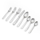Table 12 50-Piece Flatware Set - Stainless Steel with Satin Finish - Dishwasher Safe-Faceted design is enhanced with a distressed finish to fit a modern industrial decor