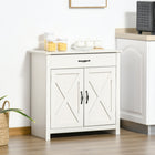 HOMCOM Farmhouse 31.5" L Sideboard Buffet Cabinet with Storage - White-The crossbuck detail is sure to elevate your house's charm