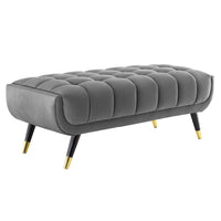 Modway Adept 47.5" Performance Velvet Bench - Grey-47.5" Mid-Century Modern Bench