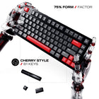 Cybeart X75 Rhino TKL CNC Aluminium Wireless RGB Gaming Keyboard - Black/Red/Grey-Cybeart MK III Gen 1 pre-lubed switches with 1.8 mm actuation and 60 million keystroke durability for fast precision. Full N-Key Rollover with 100 % anti-ghosting ensures every keystroke registers accurately