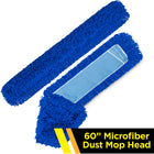 Gritt Commercial Microfiber Looped Dust Mop Pad Head - 60" x 5" - Blue - 6 Pack-Looped fringe prevents dust from flying
