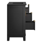 Modway Dixie 36" Solid Wood Bathroom Vanity Cabinet - Black-Assembly Required